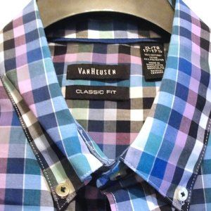 Van Heusen SS XL Classic Fit Purple Blue White.